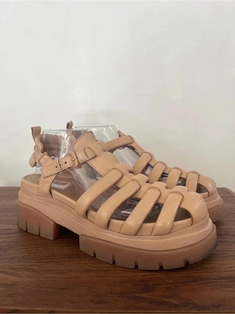 ASH Leather Shark Beige Fisherman Platform Sandals Neutrals Boho EU40 Lug Sole - Picture 6 of 8